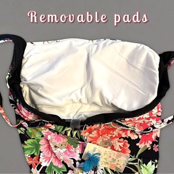 Johnny Was Metalli Mix Ruched One Piece Swimsuit - Picture 9 of 16